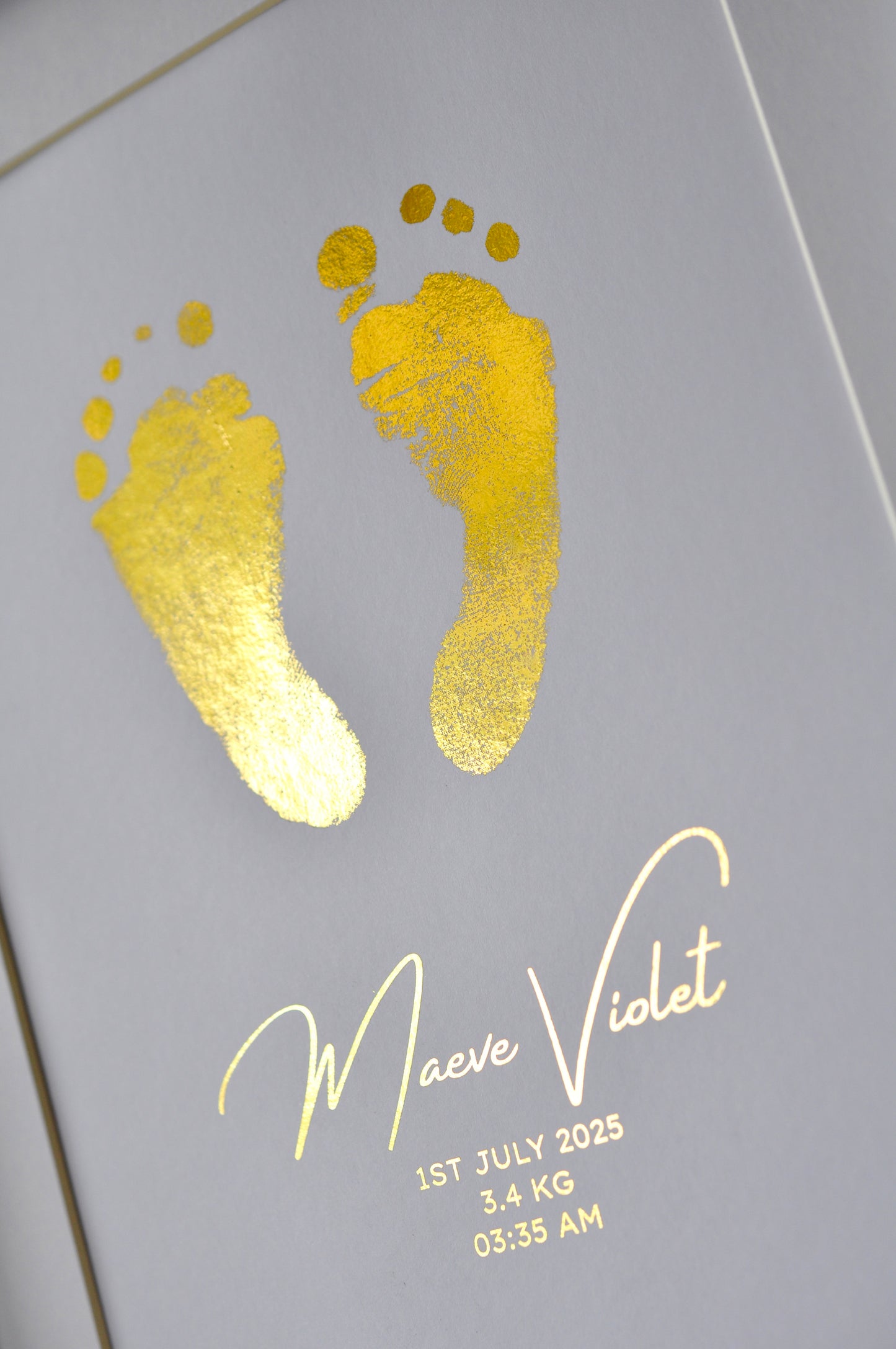 Foiled Baby Hand & Footprint Keepsake - Just Print (with Inkless Kit)