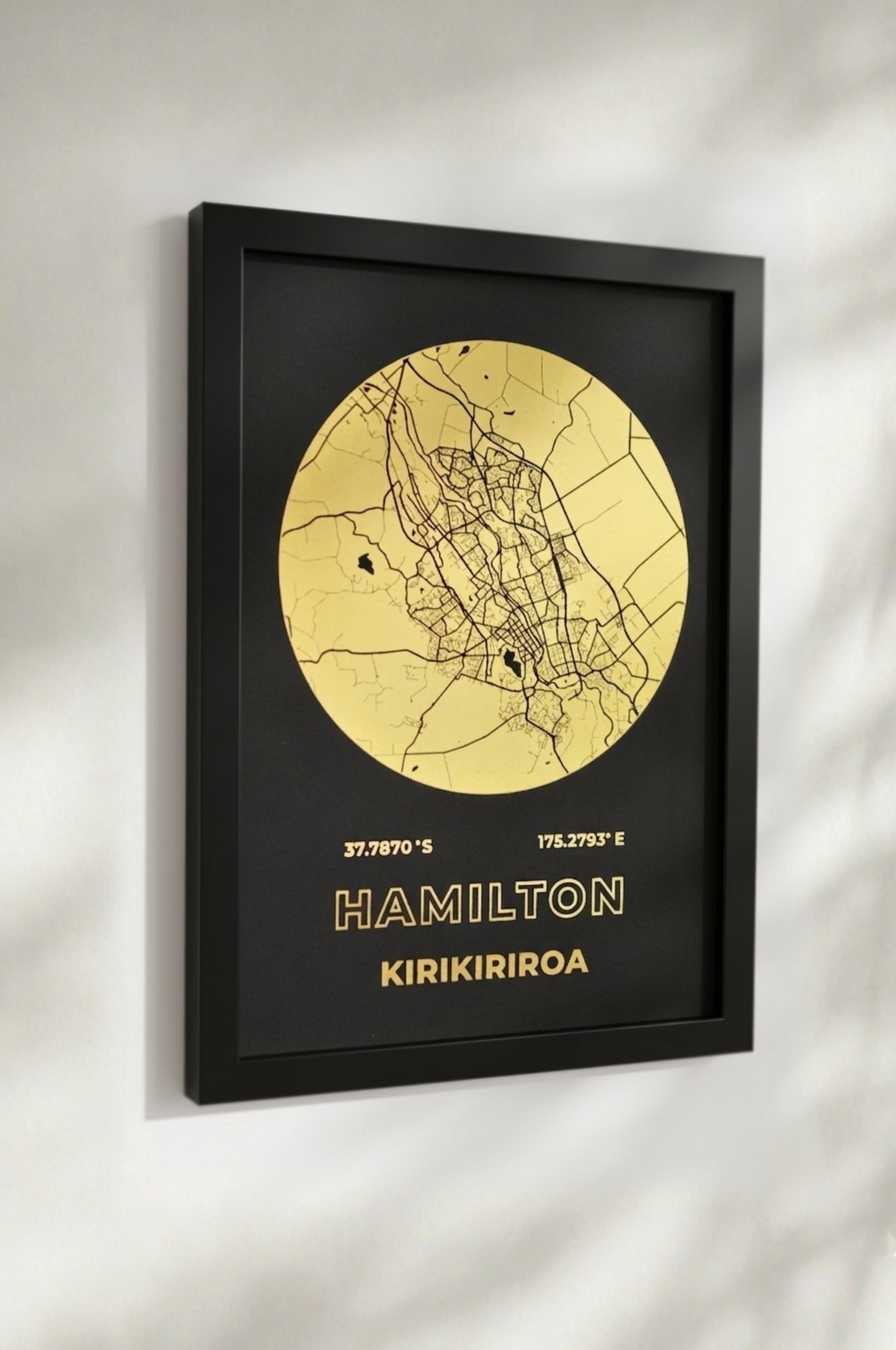 Framed Any Location | Custom Round Map Foil Print