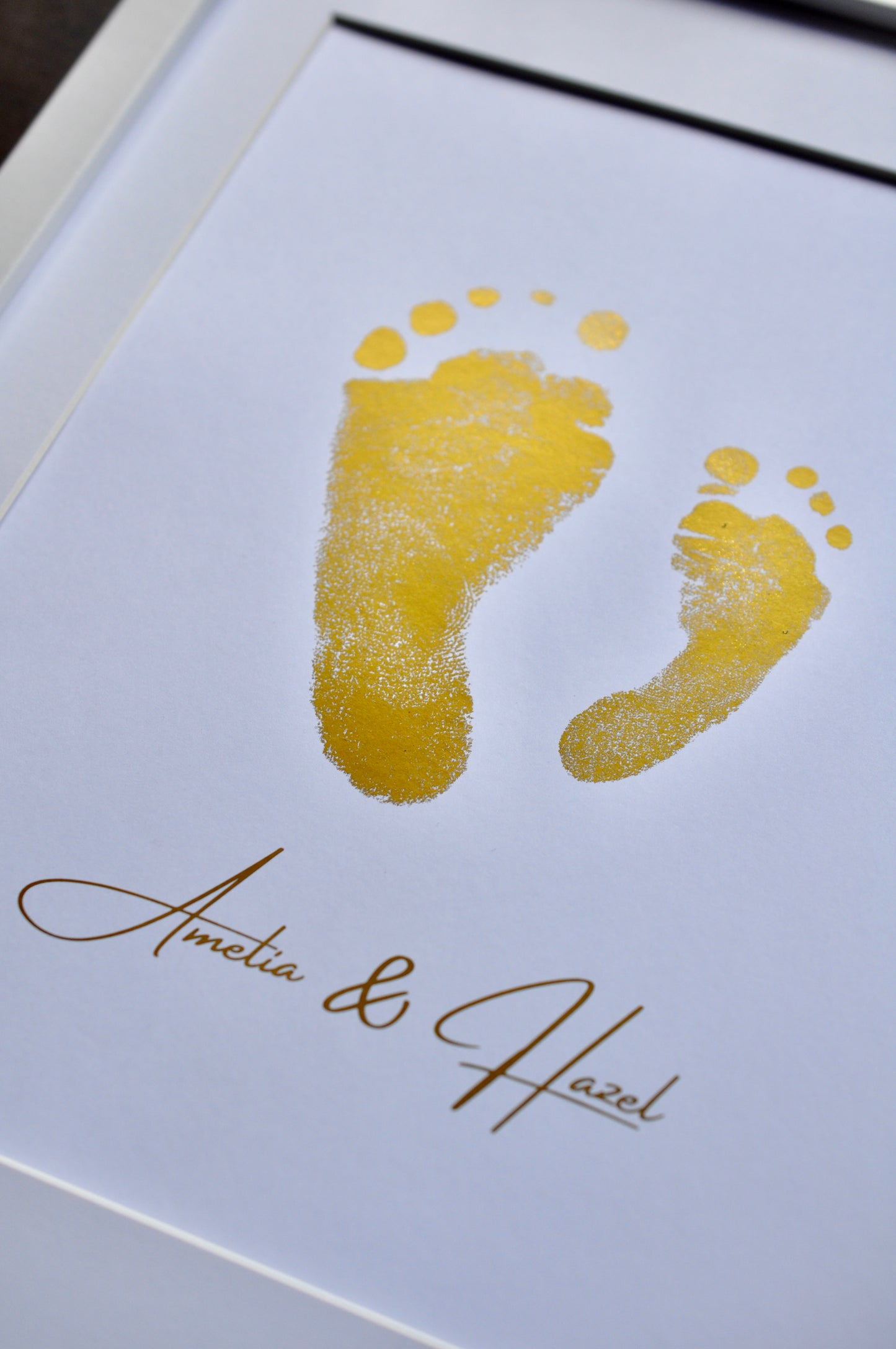 Foiled Sibling Hand or Footprint Keepsake - Just Print (with Inkless Kit)