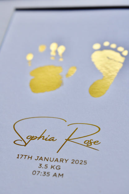 Foiled Baby Hand & Footprint Keepsake - Just Print (with Inkless Kit)