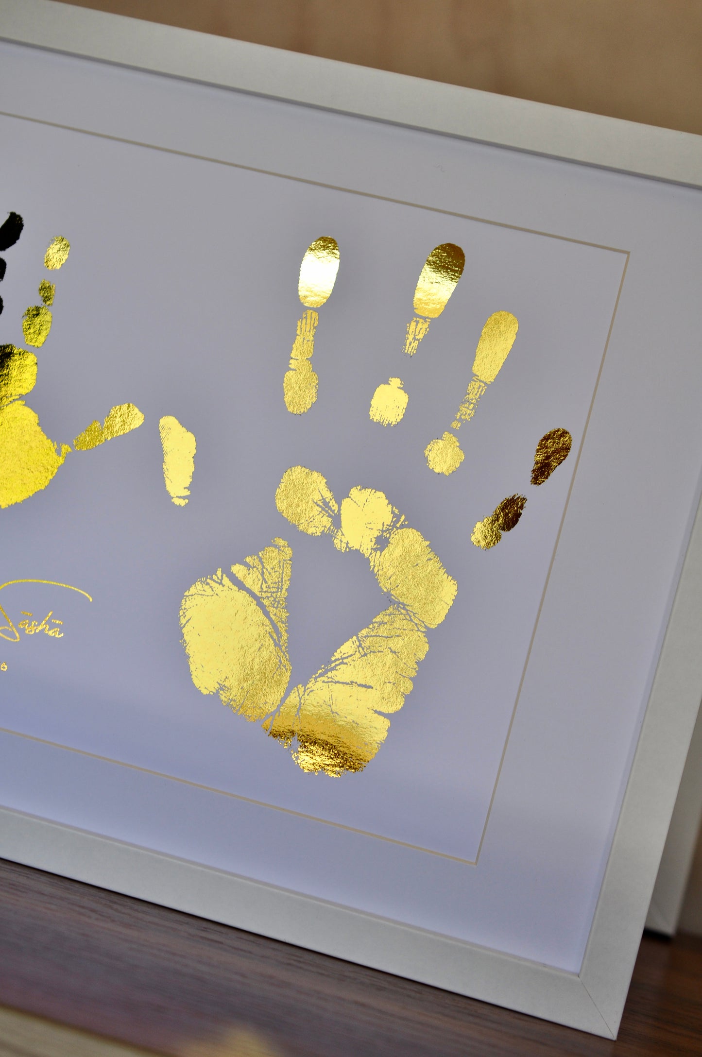 Framed Mother's Day Handprint – Personalised Mum & Baby Foil Print