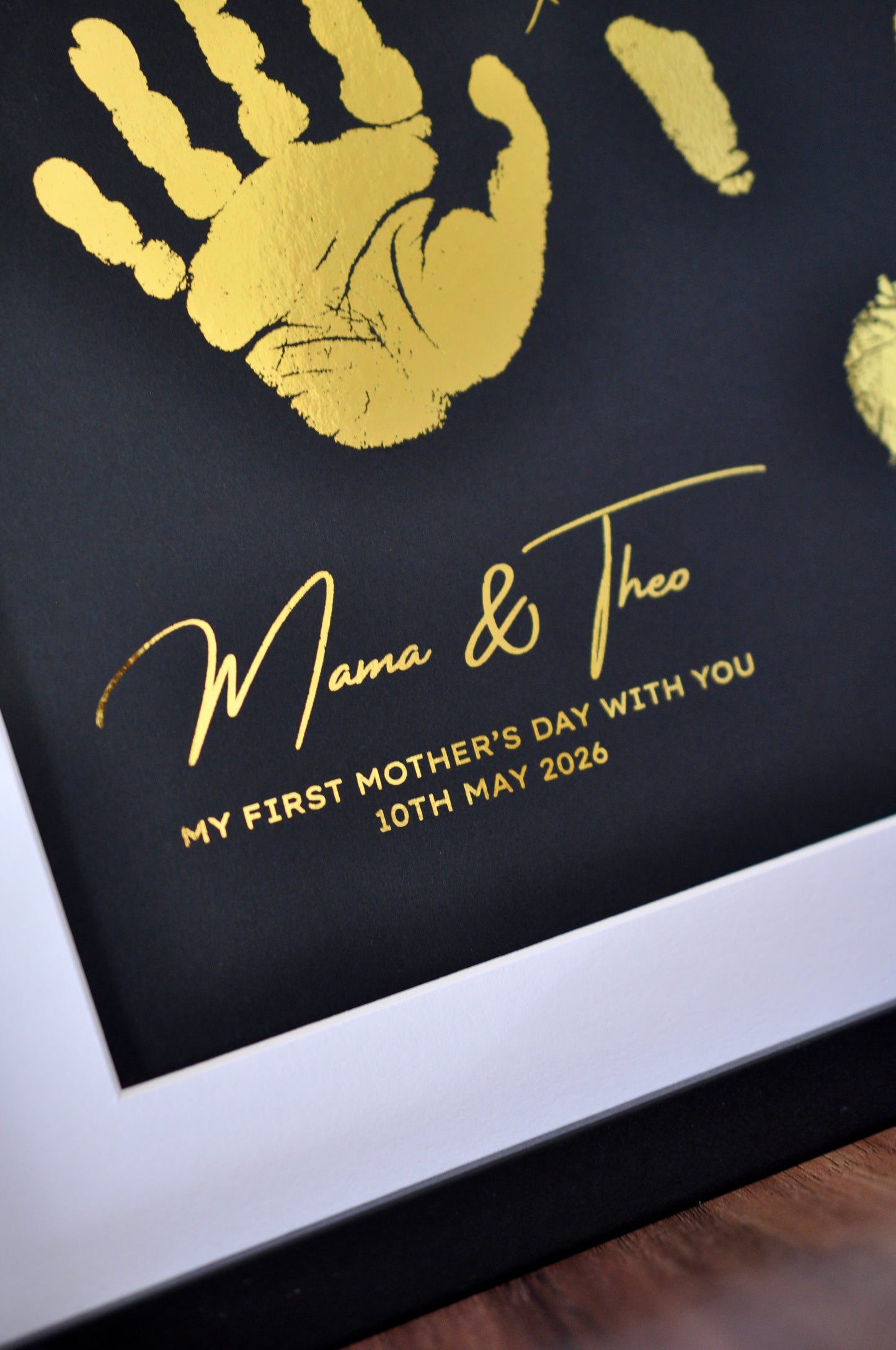 Framed Mother's Day Handprint – Personalised Mum & Baby Foil Print