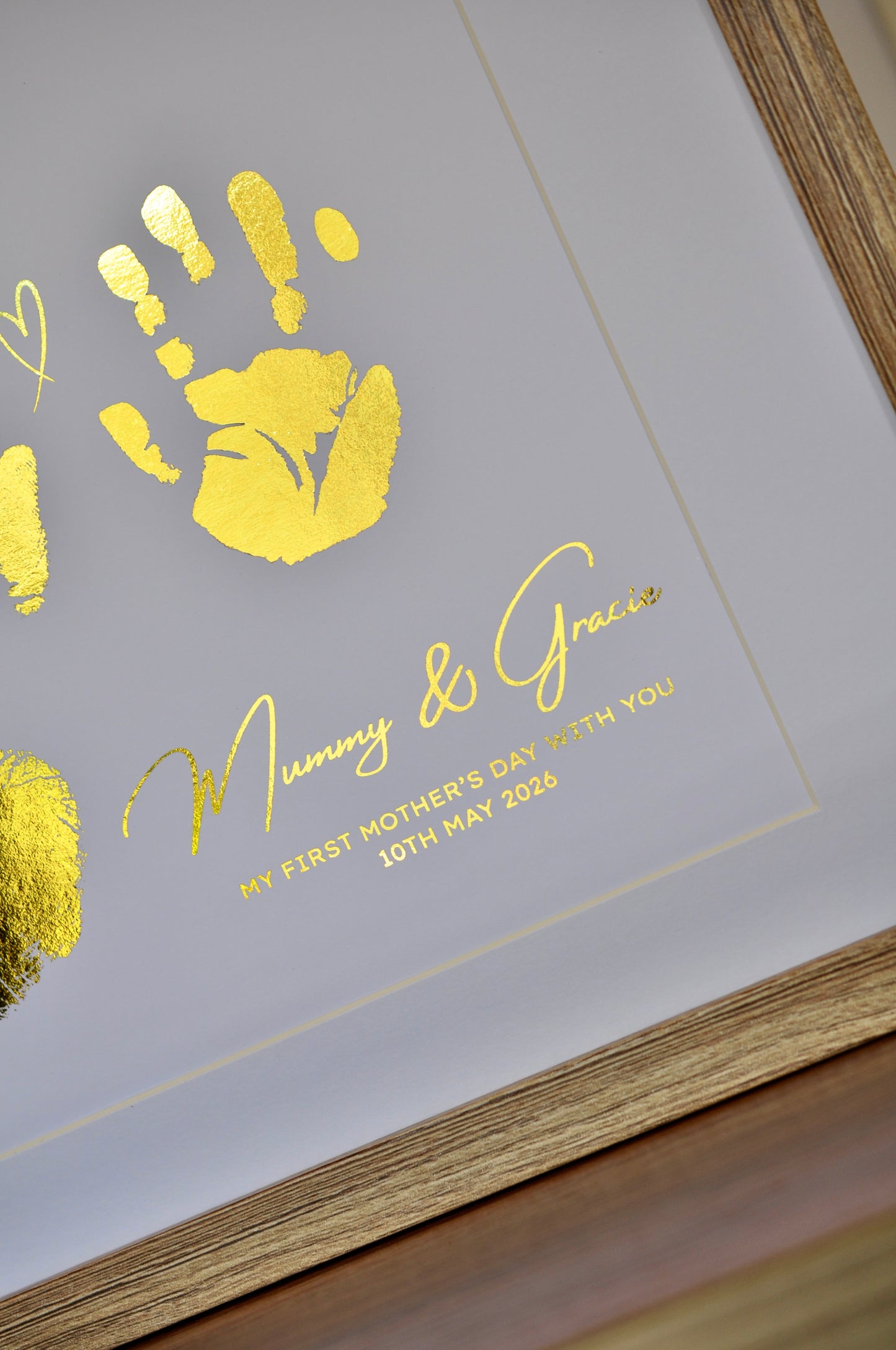 Framed Mother's Day Handprint – Personalised Mum & Baby Foil Print