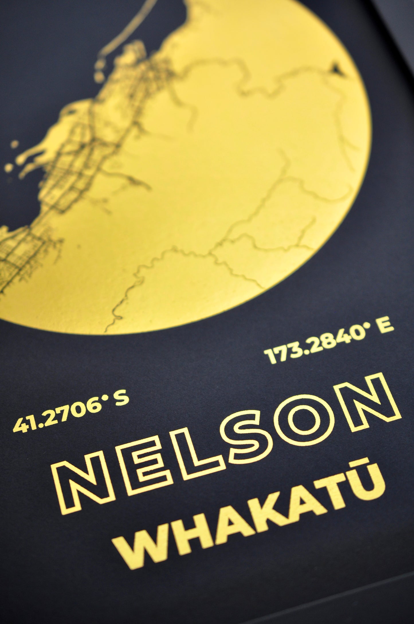 Framed Any Location | Custom Round Map Foil Print