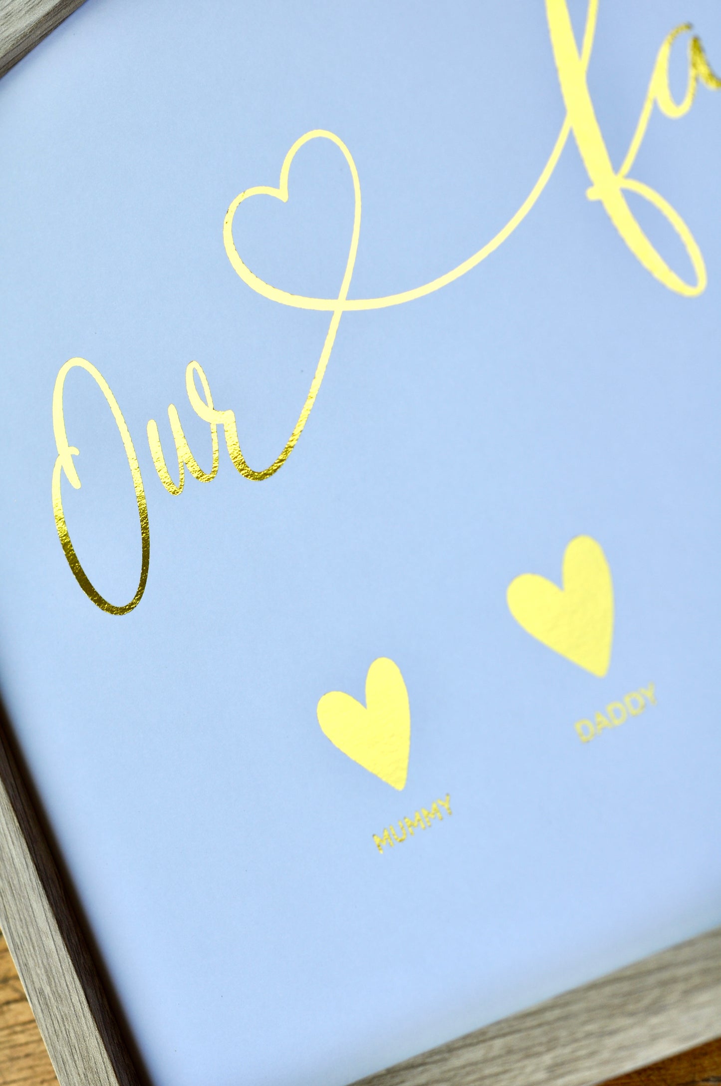 Framed Personalised “Our Family” Print – Names & Icons Foil Art
