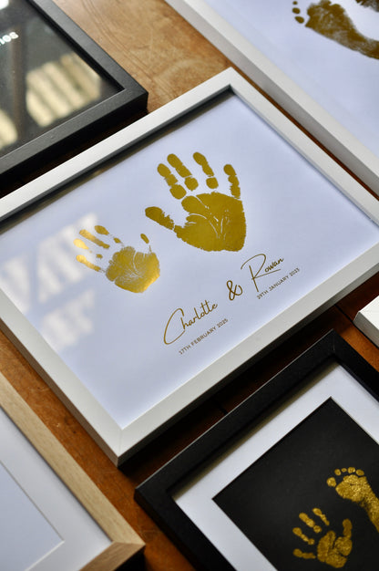 Foiled Sibling Hand or Footprint Keepsake - Just Print (with Inkless Kit)