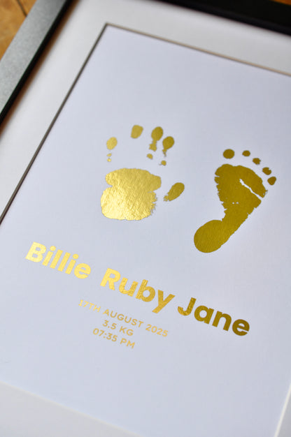 Foiled Baby Hand & Footprint Keepsake - Just Print (with Inkless Kit)