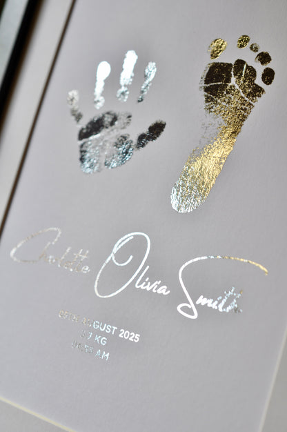 Foiled Baby Hand & Footprint Keepsake - Just Print (with Inkless Kit)