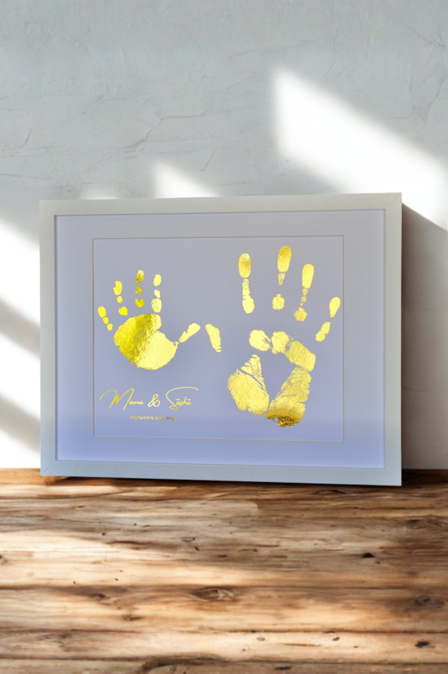 Framed Mother's Day Handprint – Personalised Mum & Baby Foil Print