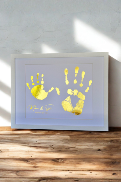 Framed Mother's Day Handprint – Personalised Mum & Baby Foil Print