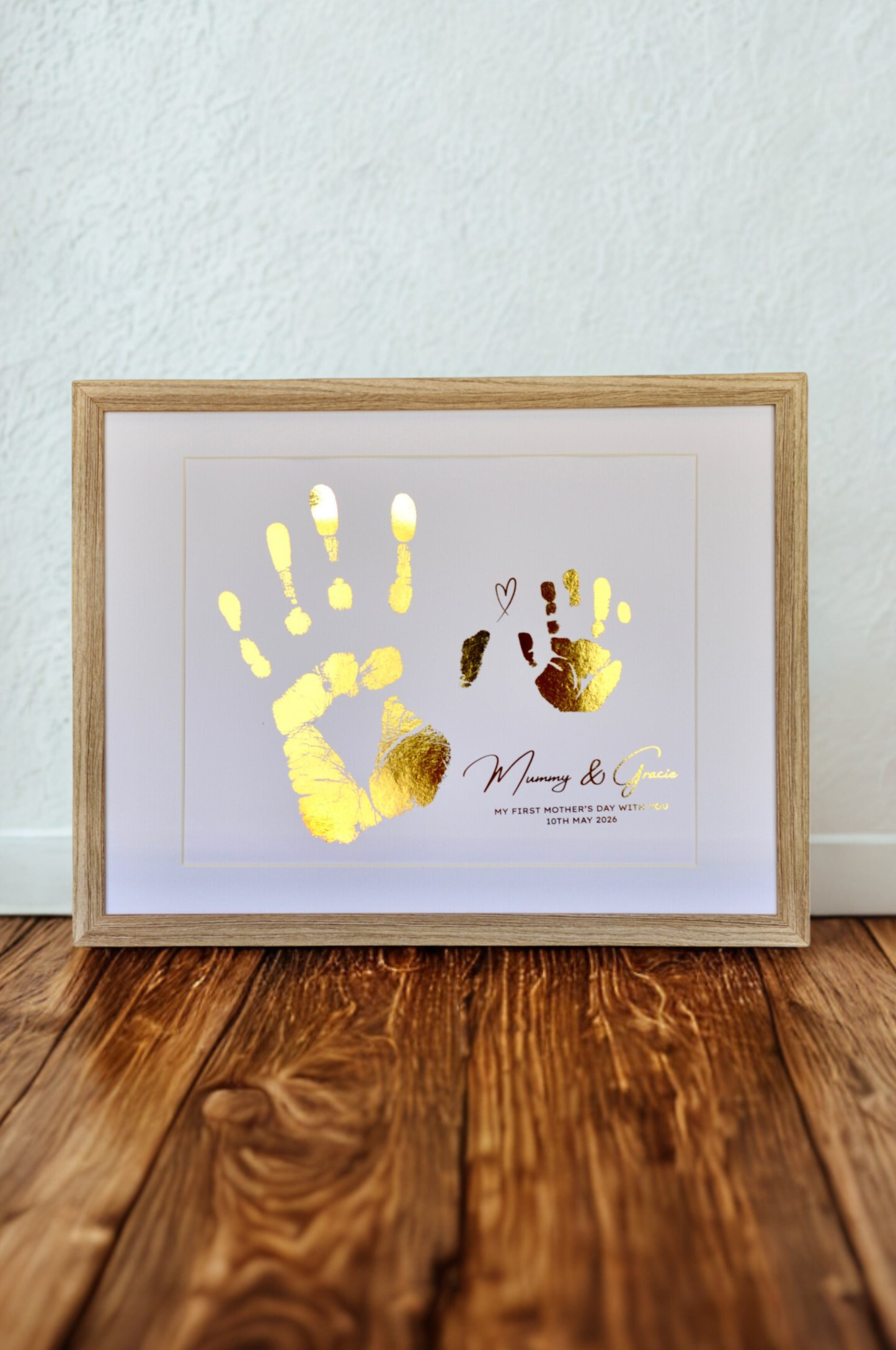 Framed Mother's Day Handprint – Personalised Mum & Baby Foil Print