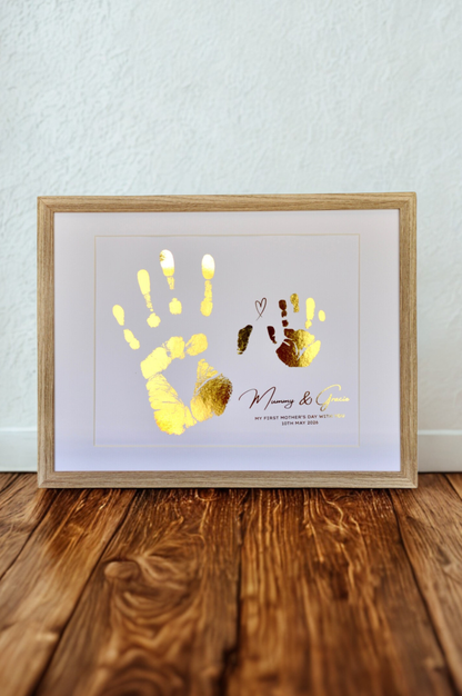 Framed Mother's Day Handprint – Personalised Mum & Baby Foil Print